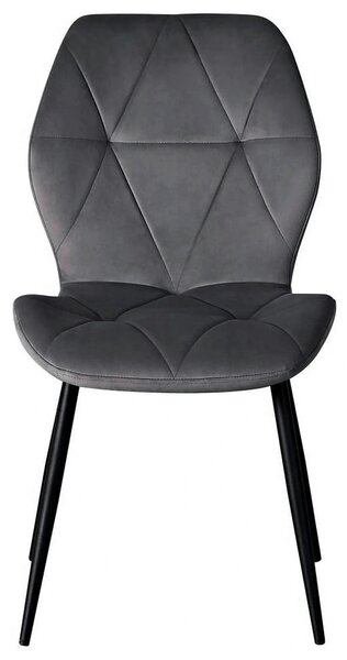 Scaun KEN, gri inchis/negru, stofa catifelata/metal, 47x55x87 cm