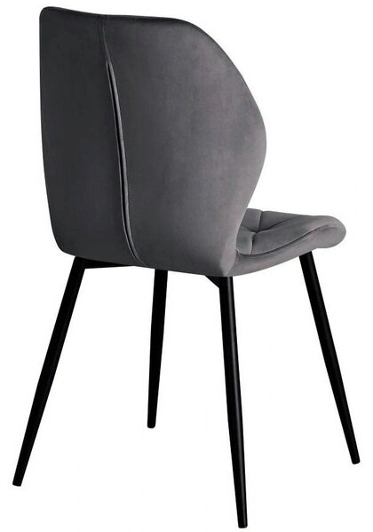 Scaun KEN, gri inchis/negru, stofa catifelata/metal, 47x55x87 cm
