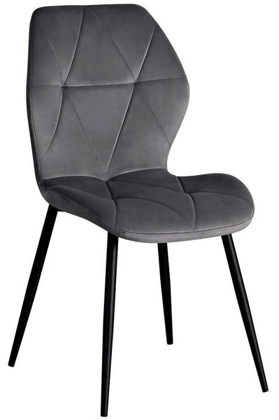 Scaun KEN, gri inchis/negru, stofa catifelata/metal, 47x55x87 cm