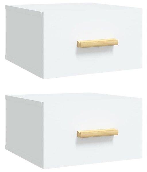 Noptiere de perete, 2 buc., alb, 35x35x20 cm