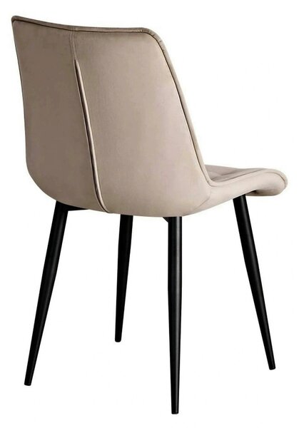 Scaun RON, bej inchis/negru, stofa catifelata/metal, 48x62x87 cm