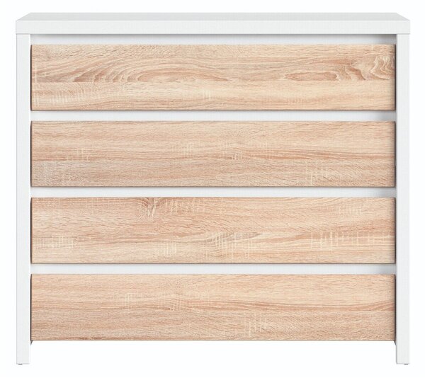 Comodă Nolroma 105, Stejar Sonoma, Alb, PAL laminat, 92x105x41cm, 43 kg