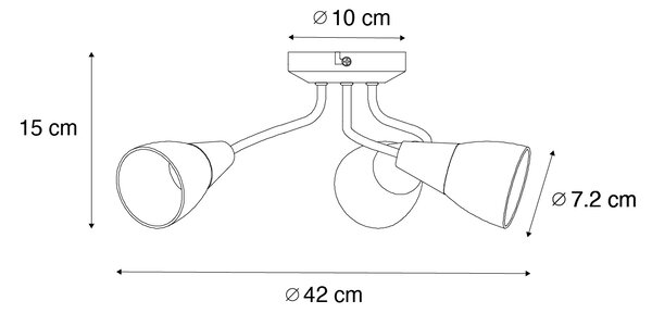Plafoniera clasică cu spoturi aurie cu sticlă mată rotundă cu 3 lumini - Madi