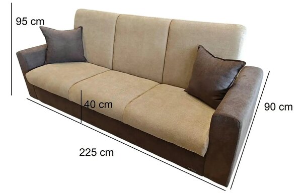 Canapea extensibila RE, stofa clasica bej - Soro 8/maro - Soro 28, cu