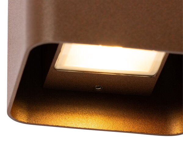 Lampa de perete moderna maro ruginiu cu LED IP54 pătrat - Evi
