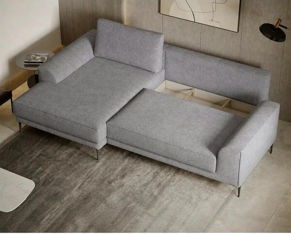 Coltar extensibil CAPITOL, sezlong stanga, stofa catifelata gri - Whis