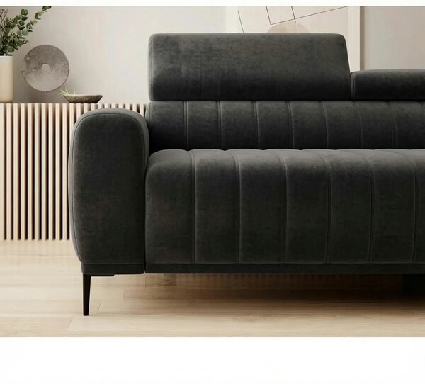 Coltar extensibil GANDI 160, sezlong dreapta, stofa catifelata gri gra