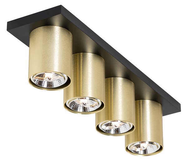 Spot de plafon modern negru cu auriu 4 lumini - Tubo