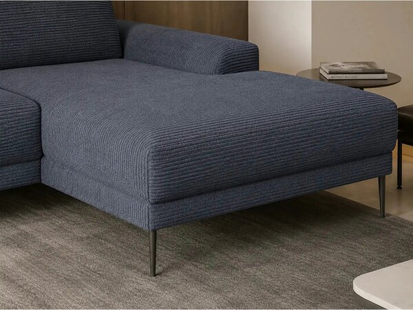 Coltar extensibil CAPITOL, sezlong dreapta, stofa catifelata gri inchi