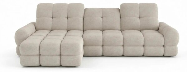 Coltar extensibil TOLLO MINI, sezlong stanga, stofa catifelata crem -