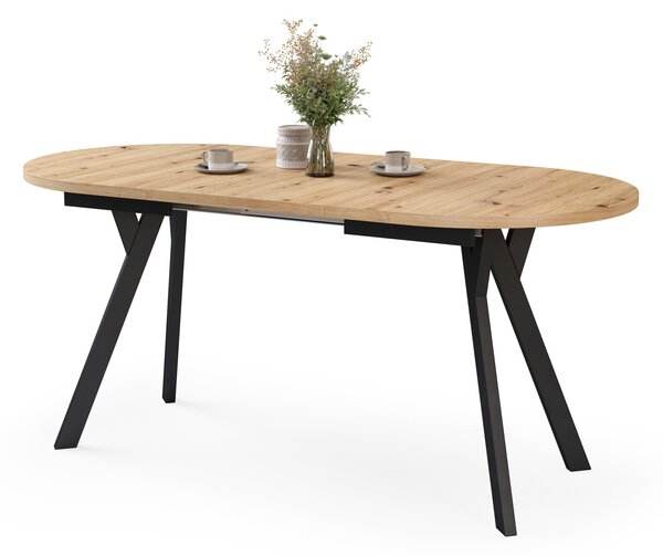 Mazzoni Masă ovală extensibilă ALMO Stejar Artisan / picioare negre