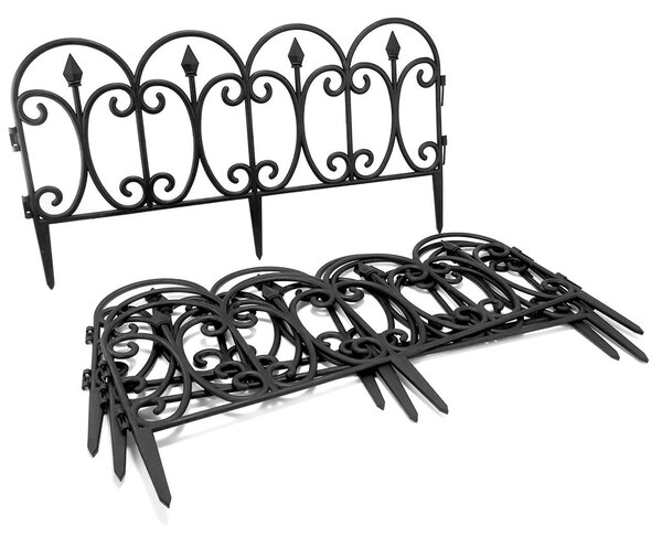 Gard de gradina decorativ, plastic negru flexibil, set 4 buc, 60x33 cm