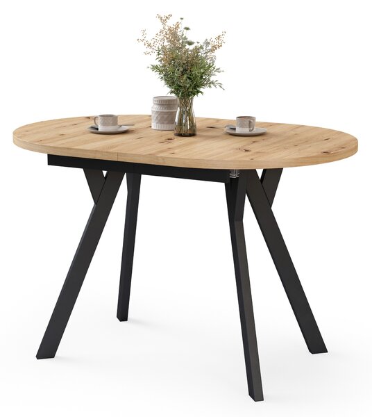 Mazzoni Masă ovală extensibilă ALMO Stejar Artisan / picioare negre