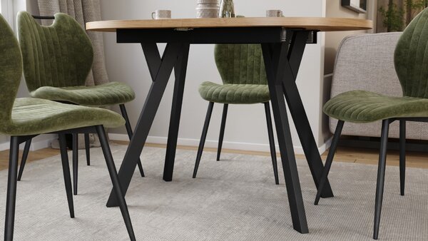 Mazzoni Masă ovală extensibilă ALMO Stejar Artisan / picioare negre