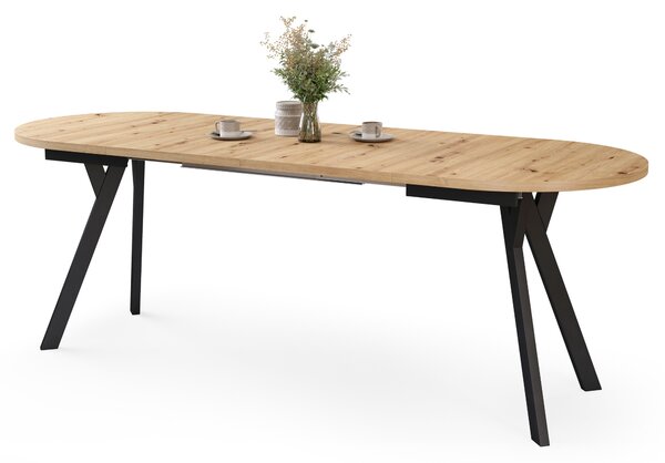 Mazzoni Masă ovală extensibilă ALMO Stejar Artisan / picioare negre