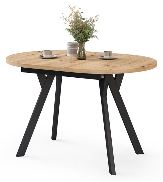 Mazzoni Masă ovală extensibilă ALMO Stejar Artisan / picioare negre