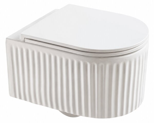 Vas WC suspendat alb lucios riflat, capac slim soft-close