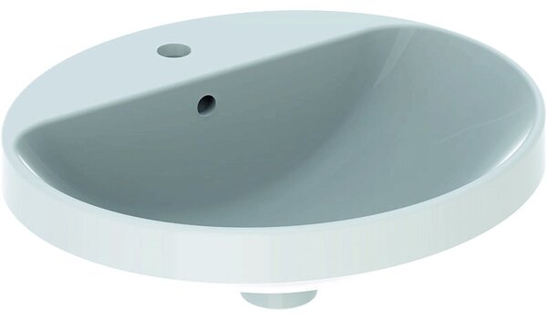 Lavoar baie incastrat alb 50 cm, oval, cu orificiu baterie, Geberit VariForm Cu orificiu, 500x450 mm