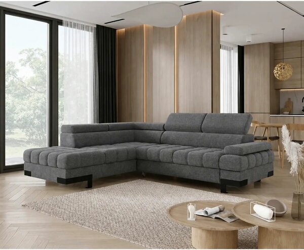 Coltar extensibil SELVA L, sezlong stanga, stofa clasica gri - Austin
