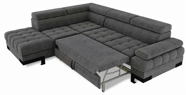 Coltar extensibil SELVA L, sezlong stanga, stofa clasica gri - Austin