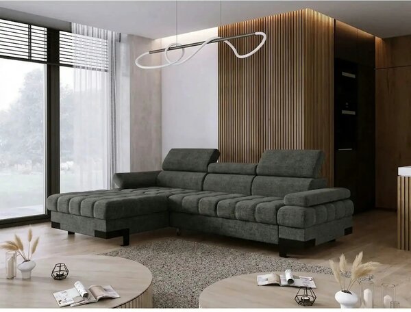 Coltar extensibil SELVA MINI, sezlong stanga, stofa gri - Rosario 456