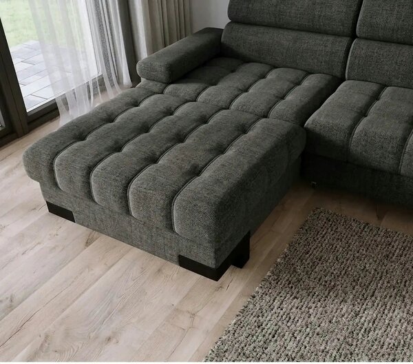 Coltar extensibil SELVA MINI, sezlong stanga, stofa gri - Rosario 456