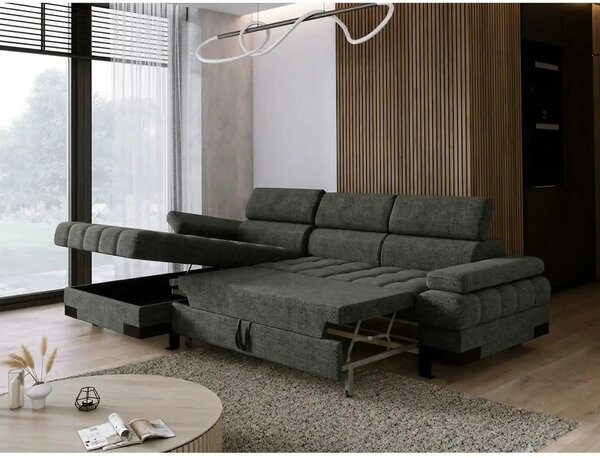 Coltar extensibil SELVA MINI, sezlong stanga, stofa gri - Rosario 456
