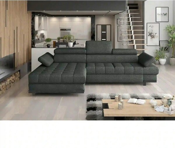 Coltar extensibil SELVA MINI, sezlong stanga, stofa gri - Rosario 456