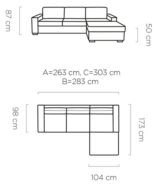 Coltar extensibil 160x200 VANILLA CORNER, sezlong stanga, stofa catife