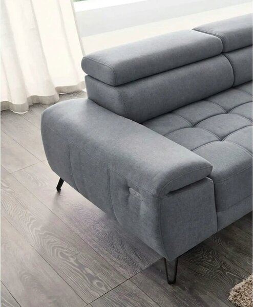 Coltar PALLADIO MINI, sezlong stanga, stofa catifelata gri - Monolith