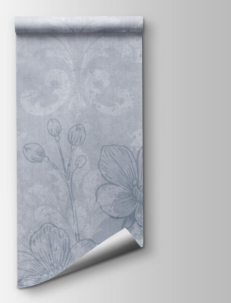 Fototapet Motiv floral alb pe un fundal alb, Fototapet designer, Fototapet populare, t00912v2 - Tapeko.ro