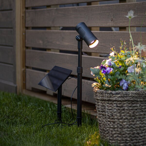 STAR TRADING Spot solar cu LED Powerspot 53 cm, 250 lm, negru, țăruș de fixare în pământ, Negru, Plastic, Modern, Spot de exterior / vârf de pământ