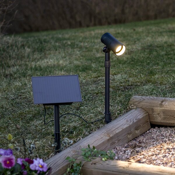 STAR TRADING Spot solar cu LED Powerspot 53 cm, 250 lm, negru, țăruș de fixare în pământ, Negru, Plastic, Modern, Spot de exterior / vârf de pământ