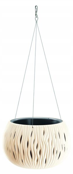 Ghiveci decorativ cu lant, rotund, crem, 23.8x16.1, Sandy Bowl WS