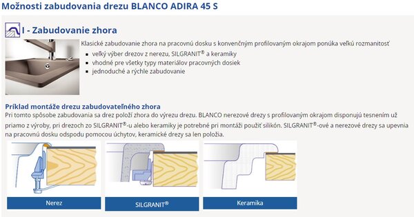 Blanco Adira 45 S, chiuveta silgranit 780x500x200 mm, 1 camera, antracit, BLA-527586