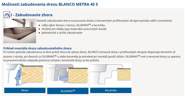 Blanco Metra 45 S, chiuveta silgranit 780x500x190 mm, 1 camera, maro deschis, BLA-517346