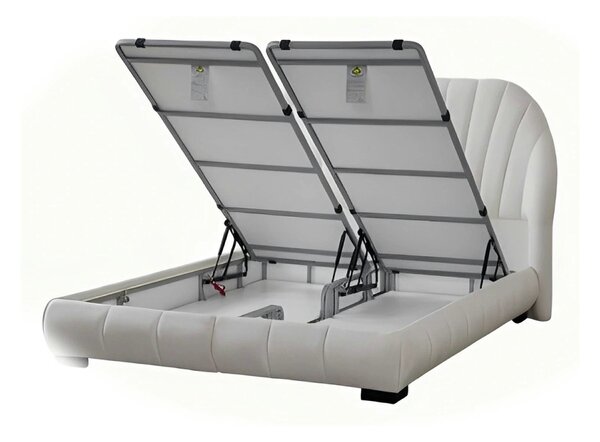 Pat COMFORT PLUS 160x200, stofa crem - Troya 01, cu somiera si spatiu