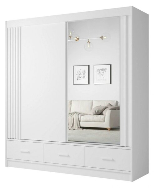 Dulap CANADA CA21-200, alb, PAL, cu 2 usi si 3 sertare, 200x60x215 cm