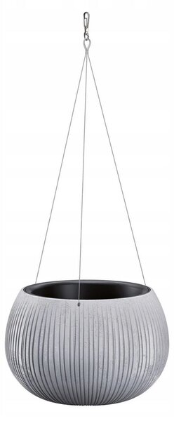 Ghiveci decorativ cu lant, rotund, gri, 2.3 L, 23.8x16.1 cm, Beton Bowl WS