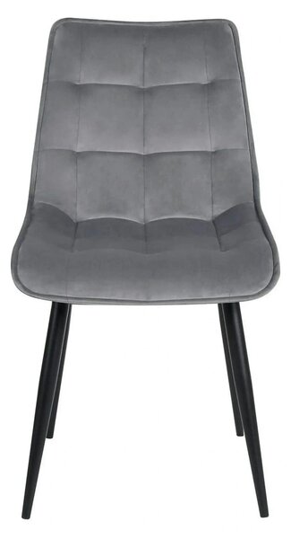 Scaun RON, gri deschis/negru, stofa catifelata/metal, 48x62x87 cm