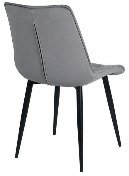 Scaun RON, gri deschis/negru, stofa catifelata/metal, 48x62x87 cm