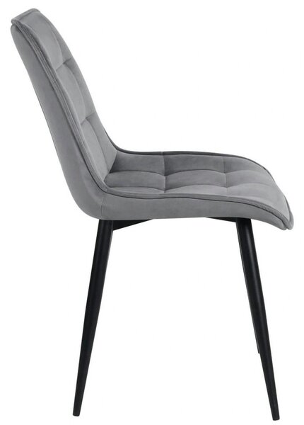Scaun RON, gri deschis/negru, stofa catifelata/metal, 48x62x87 cm