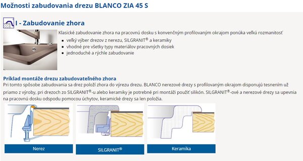Blanco Zia 45 S, chiuveta silgranit 780x500x190 mm, 1 camera, alb, BLA-514726