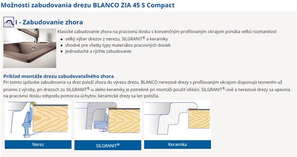 Blanco Zia 45 S Compact, chiuveta silgranit 680x500x190 mm, 1 camera, negru, BLA-526009