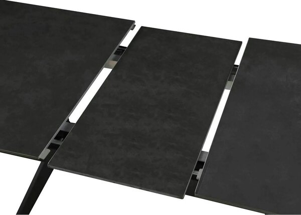 Masa extensibila MILS, gri inchis/negru, ceramica/metal, 130/170x80x76