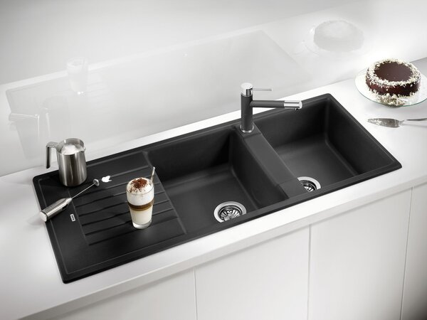Blanco Zia 8 S, chiuveta silgranit 1160x500x190 mm, 2 camere, negru, BLA-526027