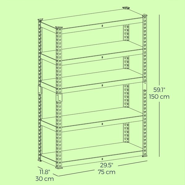 Set 2 buc. Rafturi depozitare Songmics Negru 30x75x150 cm