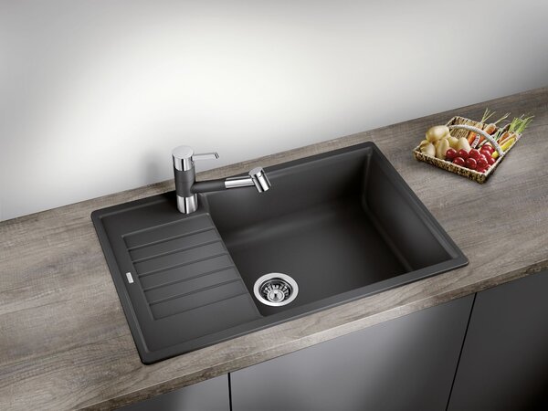 Blanco Zia XL 6 S Compact, chiuveta silgranit 780x500x190 mm, 1 camera, negru, BLA-526019