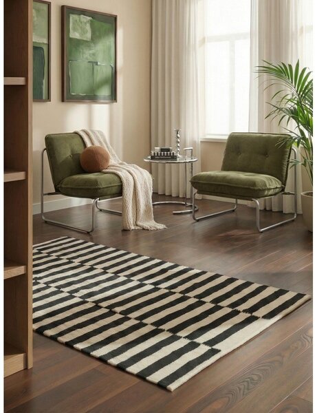 Covor negru-alb reversibil/țesut manual din lână 160x230 cm Donna – Hanse Home