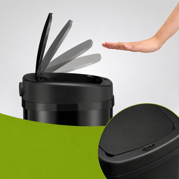 Juskys Coș de gunoi fără contact rectangular 70 L - negru